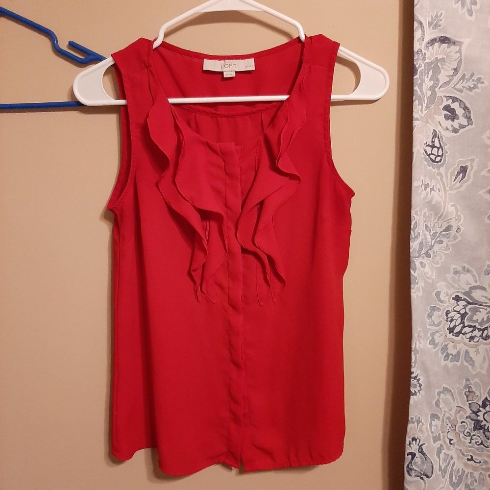 LOFT ruffle-front blouse